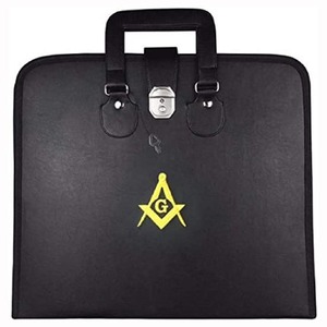 MM/WM และจังหวัดอิฐผ้ากันเปื้อน Freemason Masonic briefcases กับเข็มทิศสี่เหลี่ยมสีเหลืองและ G - Product Image 1