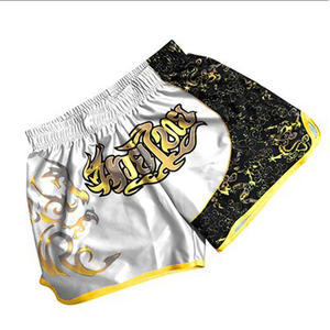 Shorts d'arts martiaux imprimés 100% polyester légers et respirants pour l'entraînement et les combats de Muay Thai - Product Image 3