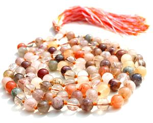Vente chaude de haute qualité Quartz rutilé naturel 108 Yoga Mala perles fabriqués à la main chapelet collier spirituel unisexe cadeaux fêtes - Product Image 5