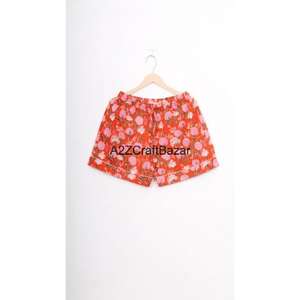 Ensemble de pyjama court pour femme, motif floral imprimé en bloc, 100% coton pur, respirant, doux, fermeture à cordon - Product Image 6