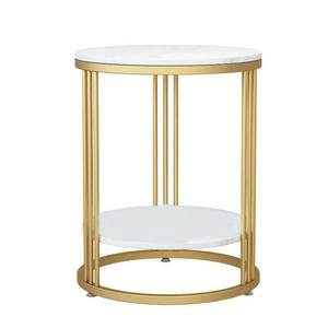 โต๊ะกาแฟโลหะสไตล์ยุโรปสมัยใหม่ ท็อปหินอ่อนสีขาว Bianco Carrara ผิวเคลือบสีฝุ่น เฟอร์นิเจอร์ห้องนั่งเล่น - Product Image 2