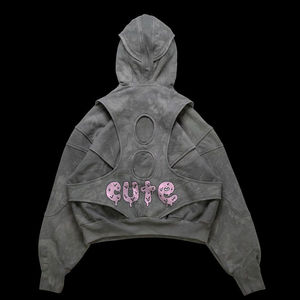 Sudadera con capucha bordada de alta calidad para hombre de algodón 100% OEM al por mayor en tallas grandes diseño teñido liso de la temporada de invierno - Product Image 3