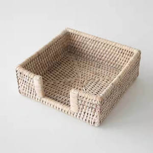 Soporte de caja de pañuelos de mimbre Soporte de papel de seda de ratán tejido a mano Mesa de decoración aceptada por OEM de la fábrica de Vietnam - Product Image 2