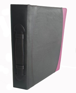 Genuine Leather Zippered Portfolio 3D <b>Ring</b> Binder <b>Large</b> Capacity Business Padfolio Folder Organizer Black Purple Pattern Holder - Product Image 6