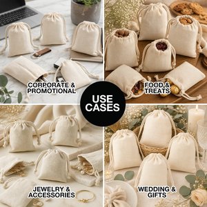 Natural Cotton <b>Drawstring</b> <b>Pouch</b> 4x5 Favor & Gift Bag - Product Image 2