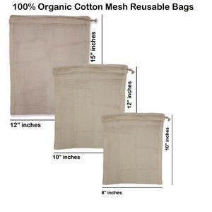 Lavable Reutilizable Grandes Compras Organic Net Lavandería 100% Algodón Malla Tote Bag Handled Eco Friendly Bolsas con cordón sostenibles - Product Image 6