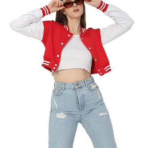 Chaqueta universitaria de lana hecha a medida de alta calidad 2025 para mujer, ropa de calle al por mayor con Material de relleno de algodón - Product Image 4