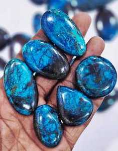 Lot en gros de cabochons de shattuckite azurite naturelle de Blue Mountain, pierres précieuses brutes incroyables avec une variété de formes - Product Image 3