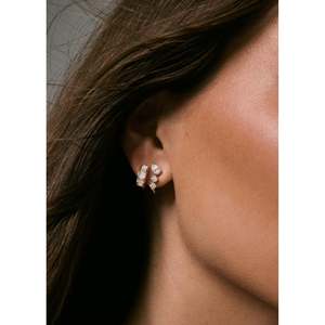 Jules Mixed Diamond J-Hoop <b>Earrings</b> in White Gold - Product Image 2