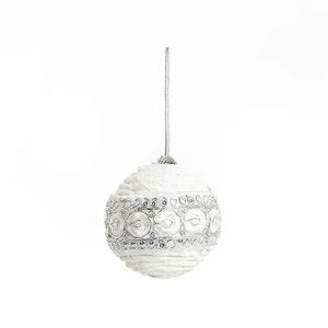 Ornement suspendu élégant en macramé et dentelle de Noël boule d'arbre de Noël perlée pour la décoration de pelouse de maison de jardin prix de revente - Product Image 2