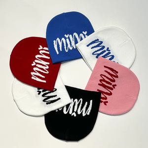 Gorro de punto Jacquard acrílico 100% al por mayor gorro deportivo cálido de invierno sin puños de diseño personalizado con patrón bordado - Product Image 3