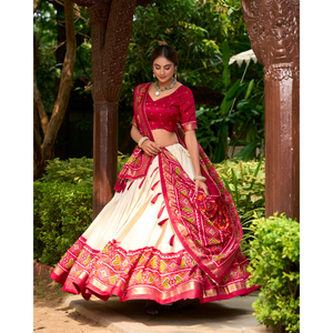 Tussar soie semi-cousu Lehenga Choli ensemble fantaisie Designer Blouse pour femmes indien ethnique fête de mariage porter pour l'hiver - Product Image 6