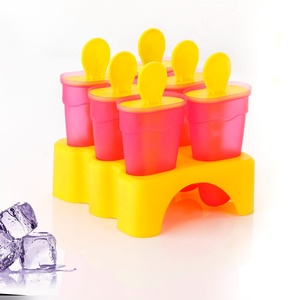 Factory Direct Bulk 6 Cavity Plastic <b>Ice</b> Lolly <b>Mold</b> Set Kids DIY Fruit Juice Freezing Tray Handle Sticks - Product Image 6