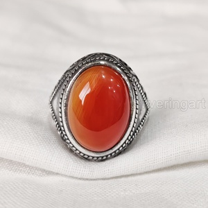 Nueva llegada anillo para hombre piedra preciosa de cornalina Natural anillo de piedra natal todos los tamaños joyería de Navidad árabe anillo de Plata de Ley 925 - Product Image 3
