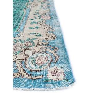 Tapis en laine noué à la main vert vintage, grand rectangle, motif floral et abstrait, pour entrée de maison, salon - Pae-2111 - Product Image 4