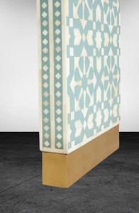 Mesa consola redonda antigua de estilo moderno con incrustaciones de hueso Panel hecho a mano muebles de madera para el hogar sala de estar dormitorio u Hotel - Product Image 4