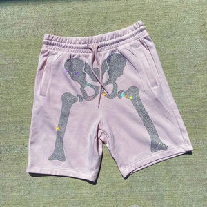 Pantalones cortos de sudor de verano de calle alta para hombre, 5 pulgadas, costura interior, patrón sólido, diamantes de imitación, entrenamiento, gimnasio, correr, Jogger, cordón - Product Image 2