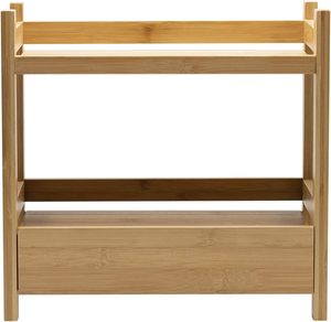 2-Tier Mangowood Countertop Shelf with Hidden Drawer <b>Makeup</b> Organizer MultiPurpose <b>Storage</b> <b>for</b> Skincare Toiletries Desktop - Product Image 5