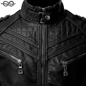 Chaqueta de motorista de piel de cordero auténtica negra para hombre, chaqueta de motocicleta auténtica Vintage para hombre, prendas de vestir exteriores duraderas con estilo para jinetes - Product Image 3