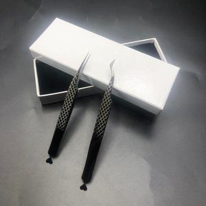 Venta al por mayor profesional sólido Acero inoxidable diamante corazón agarre pestañas extensión pinzas Plasma negro sostenible puntiagudo - Product Image 1