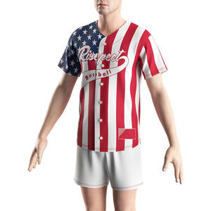 Maillot de baseball respirant de qualité supérieure à motif de drapeau américain Uniformes d'équipe personnalisés avec tissu à séchage rapide pour le jeu et l'entraînement - Product Image 3