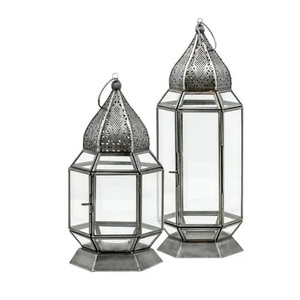 <b>Silver</b> Color Customized Size Lantern for <b>Wall</b> Decoration Greatest Quality Metal Glass and Metal Candle Holder Lantern - Product Image 4
