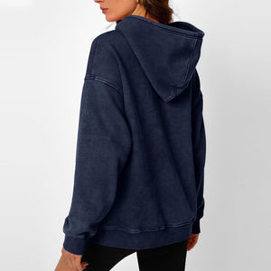 Sweat-shirts pour femmes à lavage acide, best-sellers de l'hiver, respirants, manches longues, logo personnalisé sur le devant, 100% coton, vente en gros - Product Image 2
