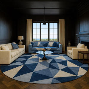 Modern Blue Pattern Hand Tufted Wool Area Carpet <b>Rug</b> for Home Decor Christmas Gift for Living Room <b>Picnic</b> Use High - Product Image 2