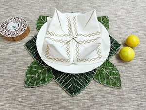 Rounded Placemat Best Handmade <b>Beaded</b> Placemat and Seep Design <b>Light</b> Colored Beads Home Decor Coaster Design Mat - Product Image 2