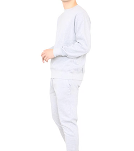 เสื้อสเวตเชิ้ตผู้ชายสีเทาอ่อน ผ้าฝ้าย คุณภาพพรีเมียม ทรงโอเวอร์ไซส์ พร้อมกางเกงขายาว รับผลิตแบบ OEM พิมพ์โลโก้ตามสั่ง เสื้อฟลีซคอกลม แบรนด์ Ako - Product Image 2