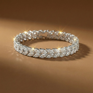 Women's White Gold Marquise Cut Diamond <b>Bracelet</b> Luxury Wedding <b>Bangle</b> D Color Natural Diamonds - Product Image 2