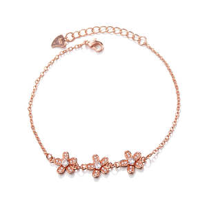 Bracciale Regolabile in Oro 14K con Cristalli a Forma di Fiore, Elegante Stile Potente, Braccialetti con Cristalli - Product Image 1