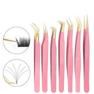Pinces à épiler pour extensions de cils en acier inoxydable rose et blanc à pointe en fibre par Sevmek Pointed Volume Lash Grip - Product Image 3