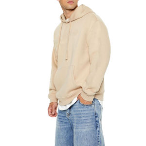 Pull à capuche lourd sans cordon de serrage personnalisé impression numérique logo français éponge coton surdimensionné hommes sweats à capuche pour hommes en gros - Product Image 2