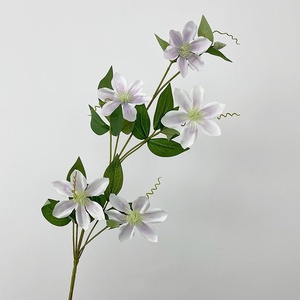 Vente chaude fleurs de clématites artificielles 5 têtes violet blanc clématite naturel comme pour la maison salon décor de mariage - Product Image 6