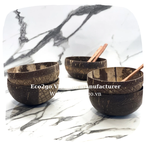 Bol en coquille de noix de coco 1 pièce, durable et artisanal, petit Logo gravé au Laser naturel du Vietnam, Design personnalisé, fabriqué au Vietnam eco 2go - Product Image 4