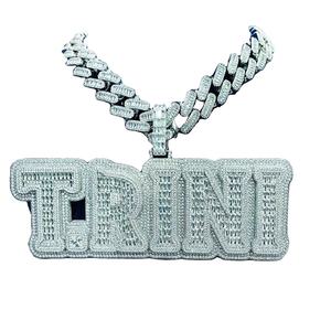 Colgante de Plata de Ley 925 Bañado en Oro con Diamantes Cúbicos y Cadena de Moissanita, Joyería Hip Hop de Lujo para Hombre - Product Image 2