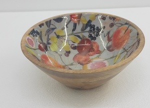 Best Design Wooden and Meena Work Kitchenware Bowl Best Quality Round Shape Solid Wood Tabletop <b>Dinnerware</b> Bowl Handmade - Product Image 4