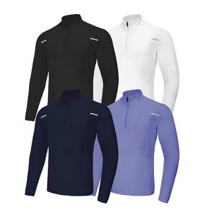 Wholesale Custom Gym Quarter Zip Pullover Golf Fitness Compression Quarter Zip Polyester Fleece Men's Long Sleeve - Product Image 5
