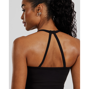 Prix usine noir femmes soutien-gorge intégré haut court 4 voies extensible beurre doux léger entraînement Fitness haut court t-shirts pour femmes - Product Image 2