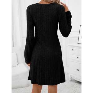 เดรสลำลองลายดอกไม้ยาวถึงเข่าสำหรับผู้หญิงชุดเดรสทำงานแบบผูกเอวสง่างาม - Product Image 3