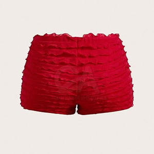 Venta caliente último diseño de buena calidad volantes pantalones cortos Color personalizado High Street mujeres pantalones cortos bajo MOQ volantes pantalones cortos - Product Image 2