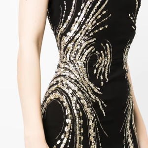 Elegante vestido de noche de chifón acampanado cuello de longitud completa tela transpirable antiestática sin mangas para fiestas - Product Image 1