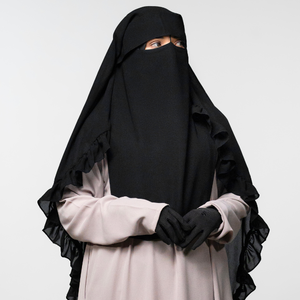 Chất Lượng Cao Cấp Hai Lớp Flap <span class=keywords><strong>Niqab</strong></span> Với Dài Ruffle Trở Lại Bán Buôn <span class=keywords><strong>Hijab</strong></span> Niqaab Nhà Sản Xuất Và Nhà Cung Cấp Thấp Moq - Product Image 1