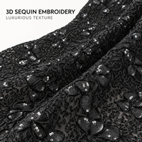 Tissu en dentelle brodée 3D florale à sequins et cordon pour robes de soirée et robes de mariée - Vente en gros