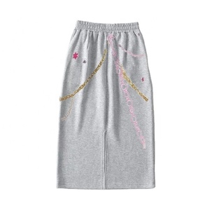 Jupes décontractées en éponge française de haute qualité femmes impression DTG taille élastique jupes tricotées de sport en éponge - Product Image 2