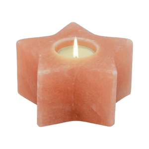 Portavelas de sal del Himalaya de hermosa estrella, candelita de cristal de roca hecha a mano para espacios curativos - Product Image 1