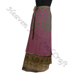 Magic Long 38" <b>Wrap</b> <b>Skirt</b> Reversible Silk <b>Wrap</b> <b>Skirt</b> Halter Long Sexy Printed Vintage <b>Skirts</b> Silk <b>Wrap</b> - Product Image 4