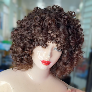 Pelucas cortas para mujeres negras color marrón rizado birmano de cabello humano vietnamita con precio al por mayor - Product Image 4