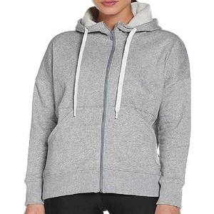 Haute qualité fermeture éclair à manches longues goutte épaule personnalisée femmes 100% polaire coton surdimensionné sweat à capuche vierge pour les femmes - Product Image 1